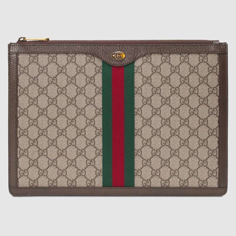 Gucci GG Unisex Ophidia GG Portfolio in Beige/Ebony GG Supreme Canvas