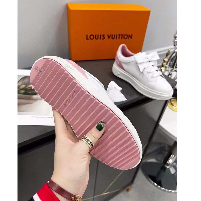 Louis Vuitton Unisex LV Shoes Time Out Sneaker Rose Clair Pink Calf Leather Rubber Outsole