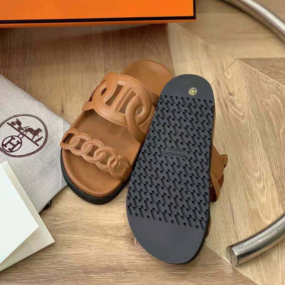 Hermes Women Extra Sandal in Nappa Leather-Brown