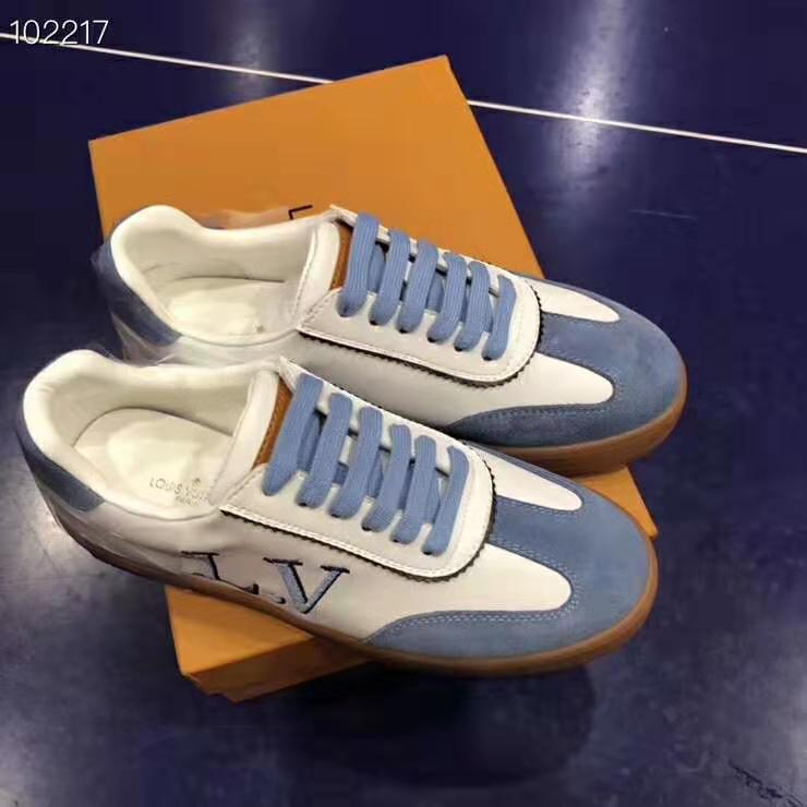 Louis Vuitton LV Women LV Frontrow Sneaker in Calf Leather and Suede Calf Leather-Blue
