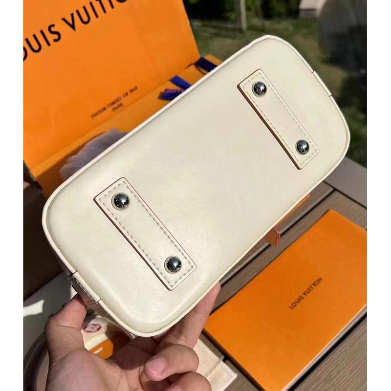 Louis Vuitton LV Women Alma BB Handbag White Epi Grained Cowhide Leather