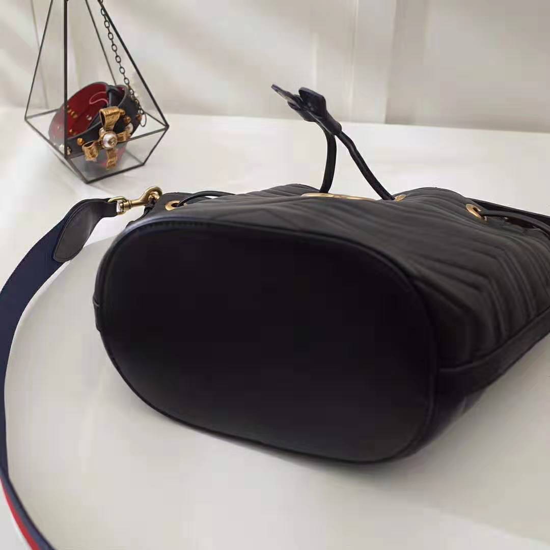 Gucci Women GG Marmont Mini Bucket Bag-Black