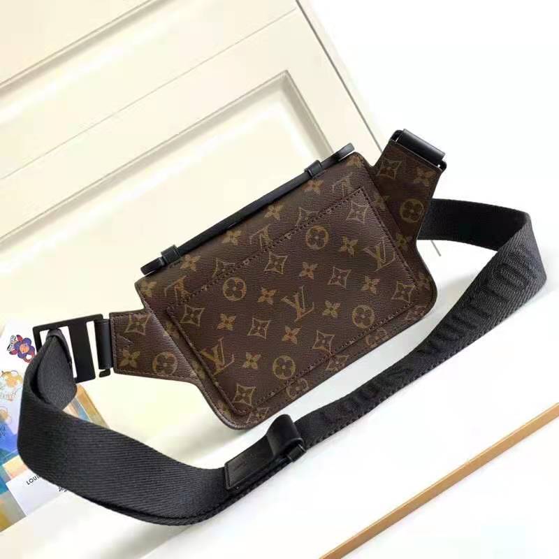 Louis Vuitton LV Unisex S Lock Sling Bag Brown Monogram Macassar Coated Canvas Epi Leather