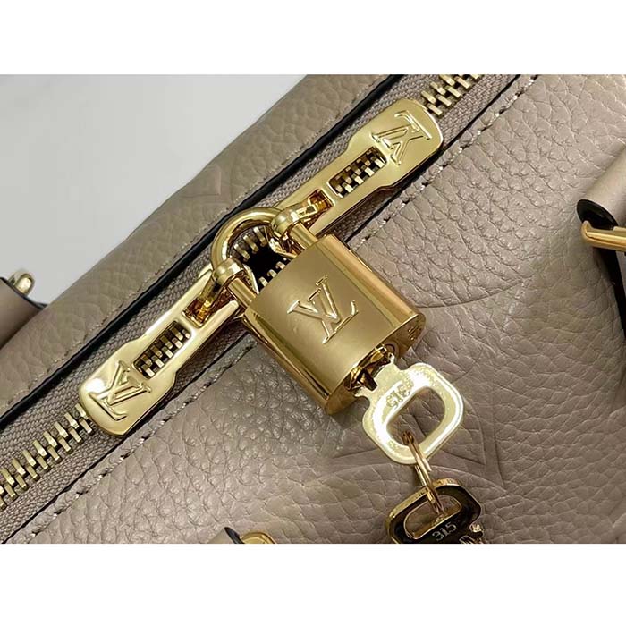 Louis Vuitton LV Women Speedy Bandoulière 20 Crème Beige Embossed Grained Cowhide Leather