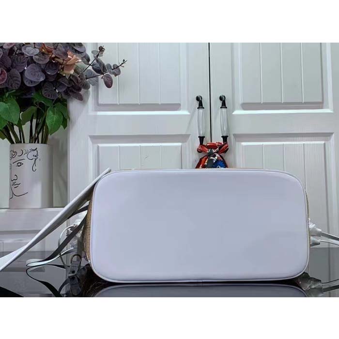 Louis Vuitton LV Unisex Neverfull MM Beige Lotus Cotton Cowhide Leather