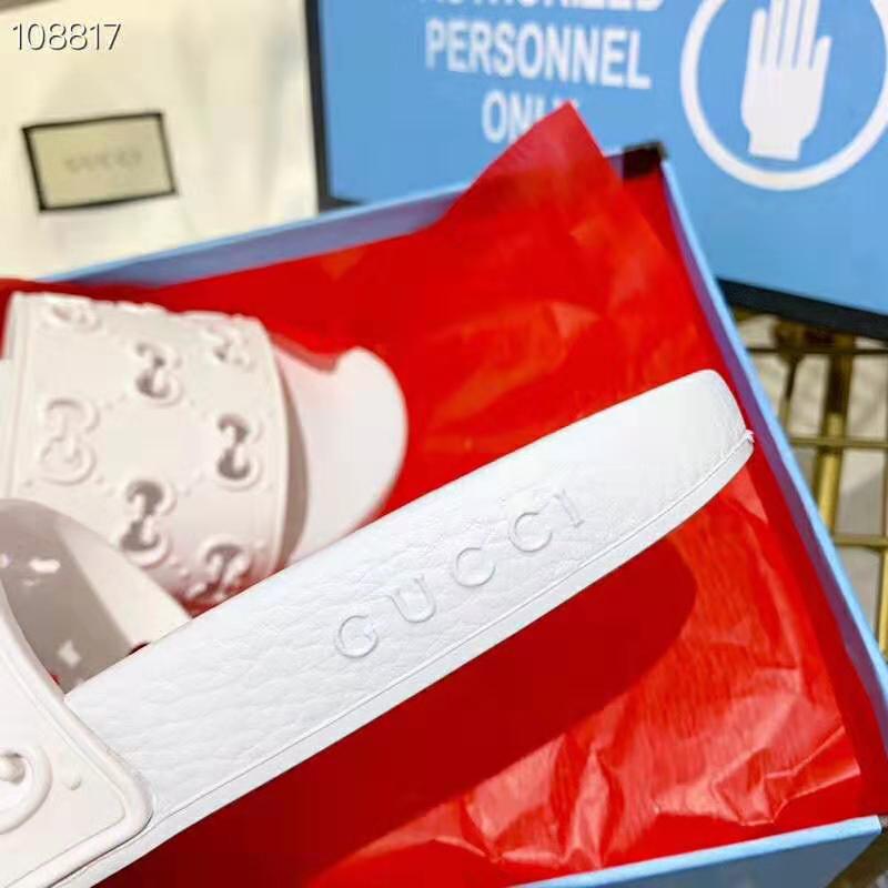 Gucci Women’s Rubber GG Slide Sandal-White