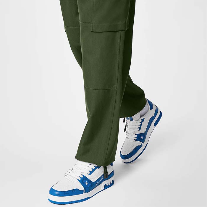 Louis Vuitton Unisex LV Trainer Sneaker Blue Mini Monogram Embossed Calf Leather