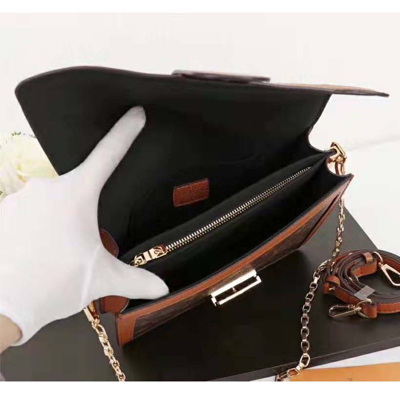 Louis Vuitton LV Women Dauphine MM Handbag in Monogram Canvas-Brown