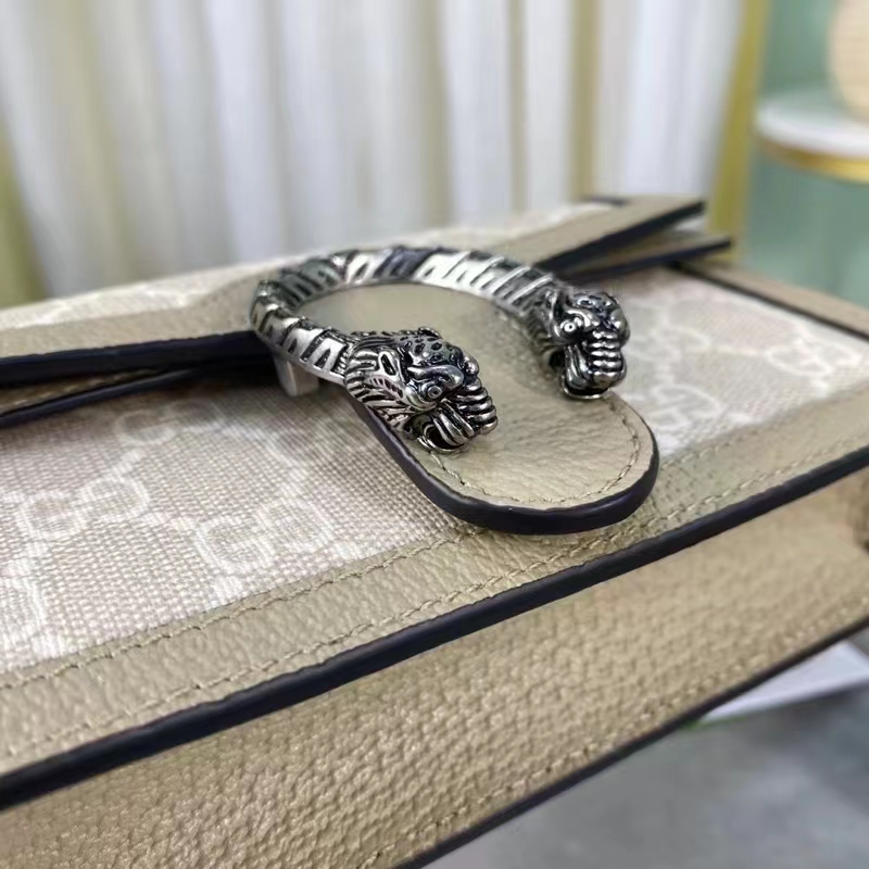Gucci Women Dionysus GG Super Mini Bag Beige White GG Supreme Canvas