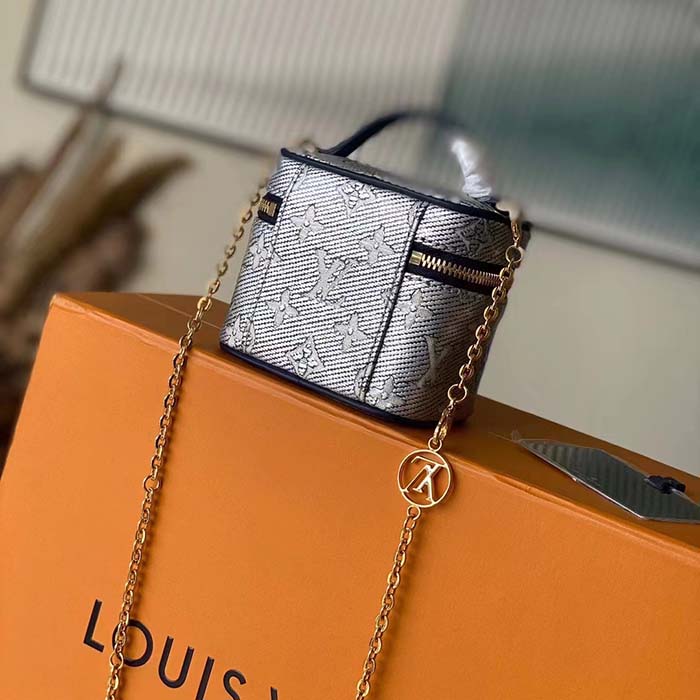 Louis Vuitton LV Women Micro Vanity Blue Monoglam Coated Canvas Microfiber Lining