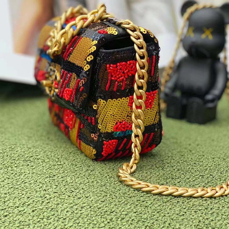 Chanel Women CC Only 1 Bag Set Of 4 Minis Bags Lambskin Sequins Glass Pearls