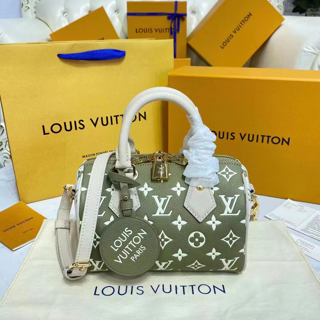 Louis Vuitton Women Speedy Bandouliere 20 Bag Printed Embossed Grained Cowhide Leather