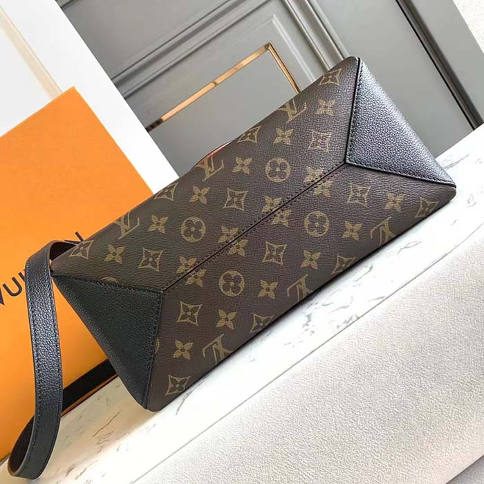 Louis Vuitton LV Women Vendôme MM Black Cowhide Leather Monogram Coated Canvas