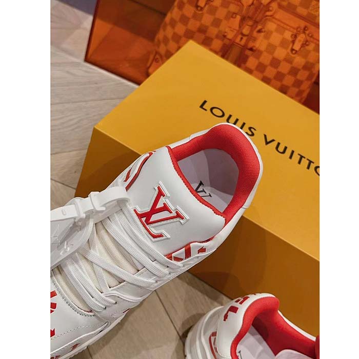 Louis Vuitton Unisex LV Trainer Sneaker Red Mix of Sustainable Materials