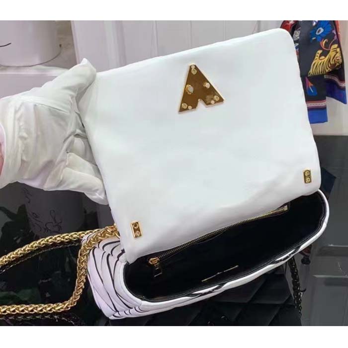 Louis Vuitton LV Women GO-14 MM White Black Lamb Leather Cowhide Leather