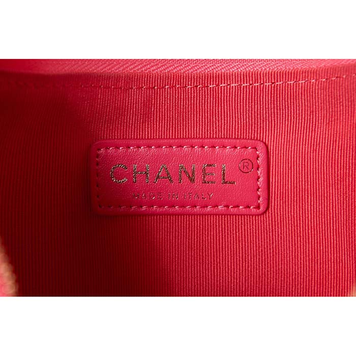 Chanel Women CC Small Hobo Bag Lambskin Shiny Light Gold Metal Pink