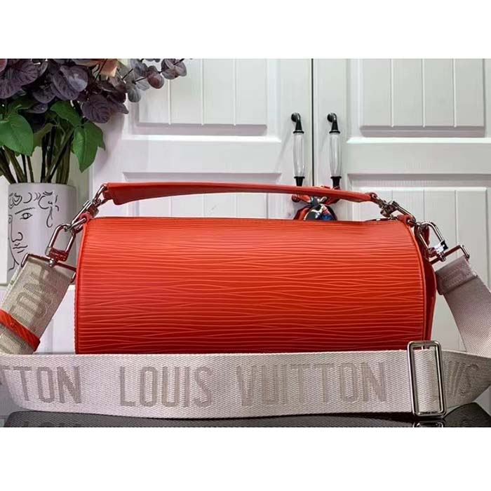Louis Vuitton LV Unisex Soft Polochon MM Vermillion Red Epi XL Grained Cowhide Leather