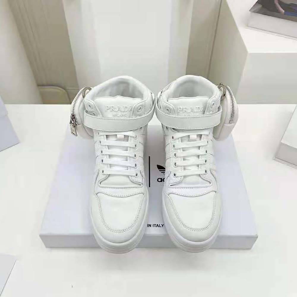 Prada Women Adidas for Prada Re-Nylon Forum High-Top Sneakers-White