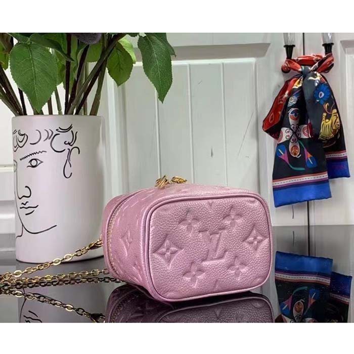 Louis Vuitton LV Women Micro Vanity Pearly Lilac Monogram Empreinte Embossed Supple Grained Cowhide