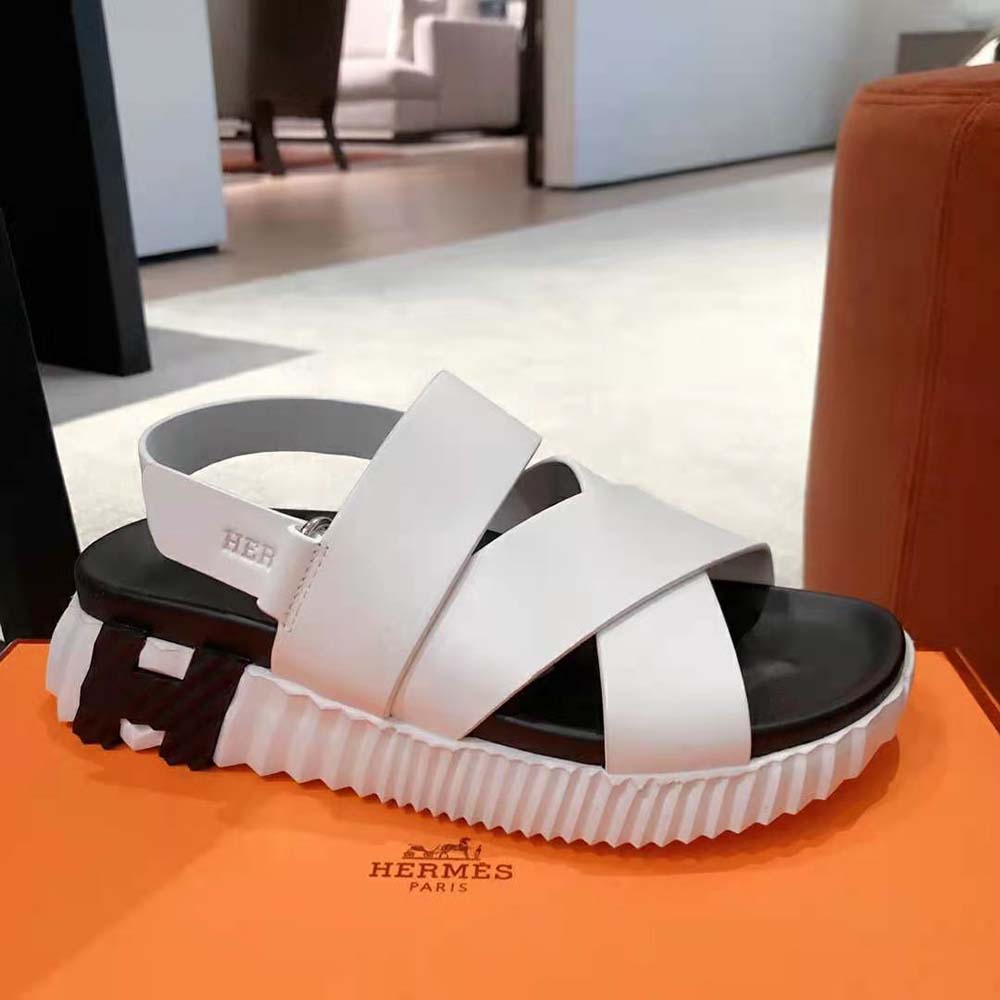 Hermes Women Electric Sandal in Calfskin-White