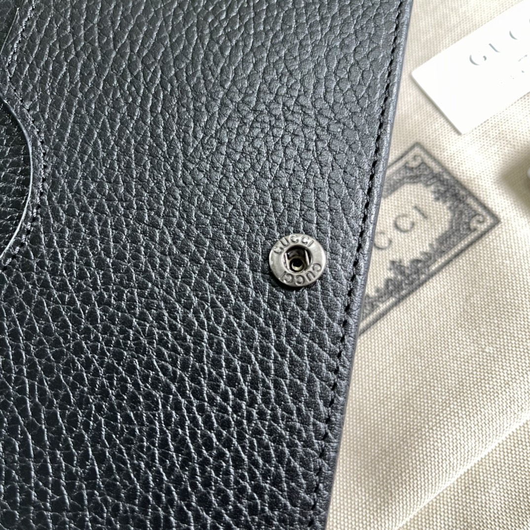 Gucci Unisex GG Marmont Chain Wallet Black Leather Double G