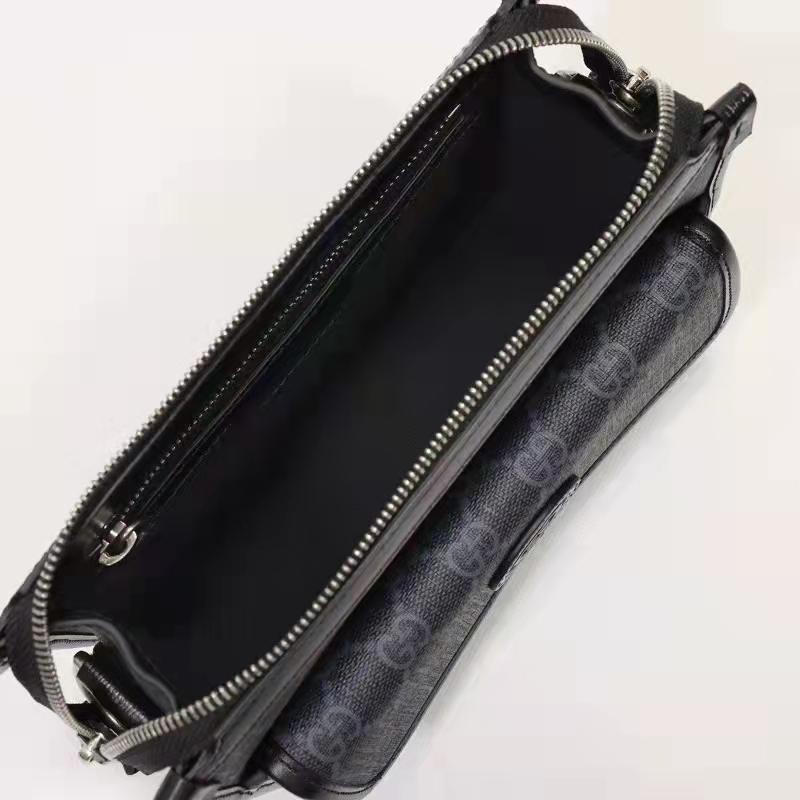 Gucci Unisex Messenger Bag with Interlocking G Black GG Supreme Canvas