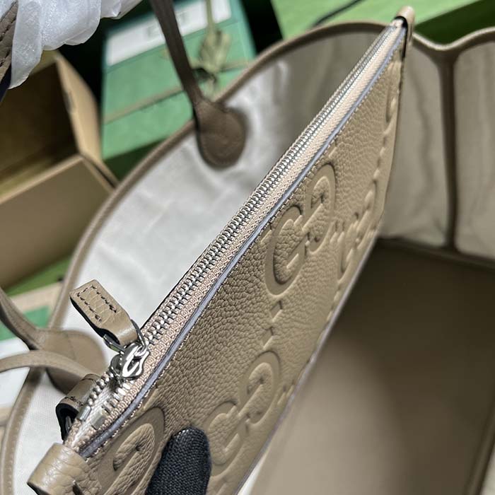 Gucci Unisex Jumbo GG Large Tote Bag Taupe Jumbo GG Leather