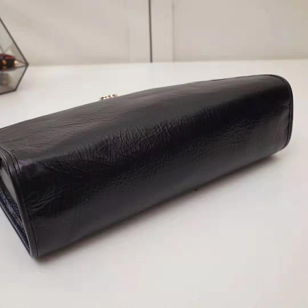 Gucci GG Men Pouch with Interlocking Bag in Black Soft Leather