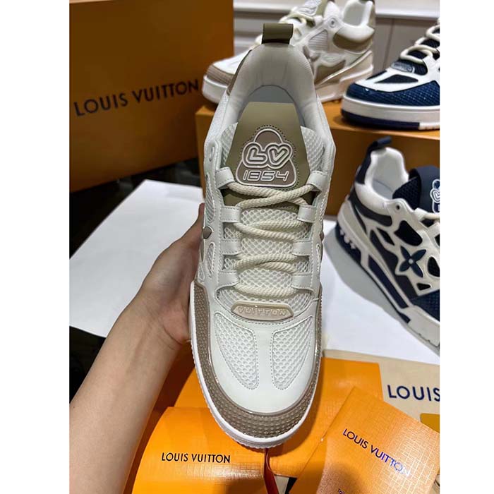 Louis Vuitton LV Unisex Skate Sneaker Beige Mix Materials Double Laces Rubber