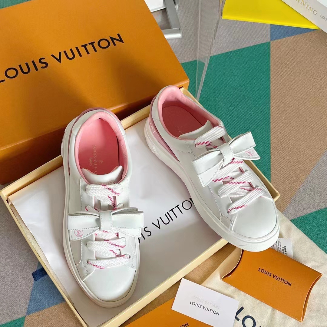 Louis Vuitton LV Women Time Out Sneaker Pink Calf Leather Rubber Outsole