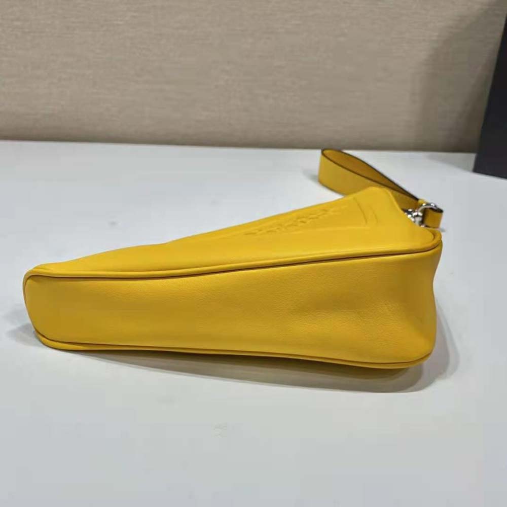 Prada Women Leather Triangle Leather Pouch-Yellow