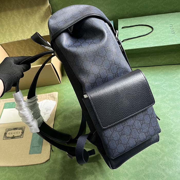 Gucci Unisex Ophidia GG Medium Backpack Blue Black GG Supreme Canvas Double G