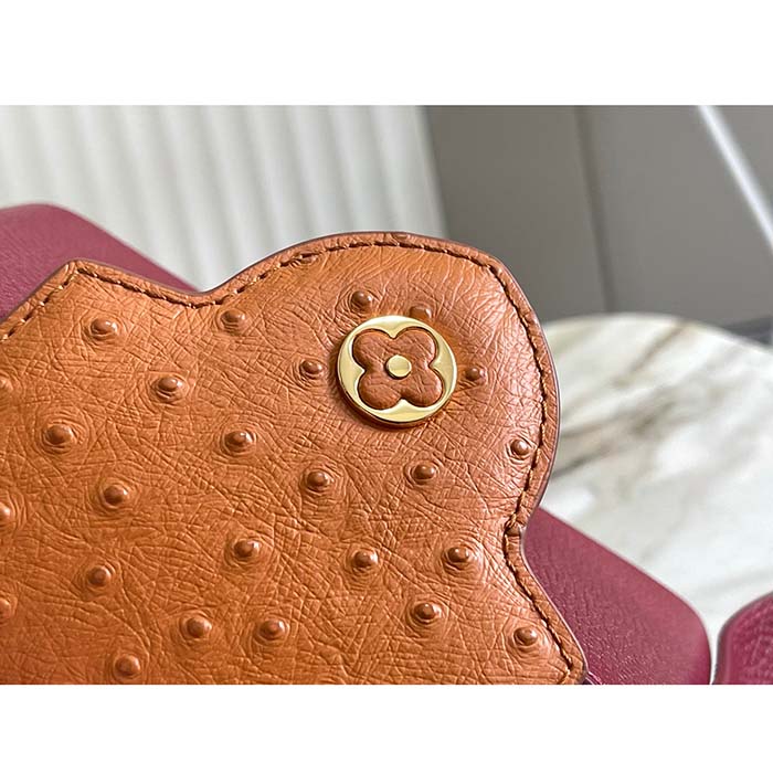 Louis Vuitton LV Women Capucines Mini Handbag Red Taurillon Ostrich Leather