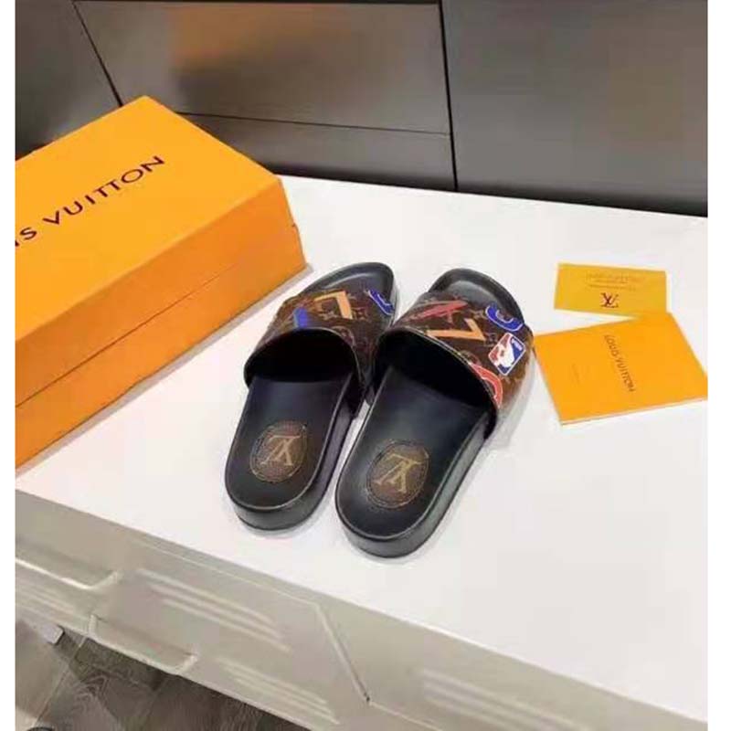 Louis Vuitton Unisex Waterfront Mule Ebene Monogram Rubber Fully Waterproof