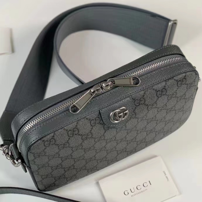 Gucci Unisex Ophidia GG Shoulder Bag Grey Black GG Supreme Canvas Double G