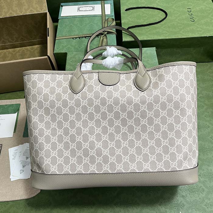 Gucci Unisex Ophidia Medium Tote Bag Beige White GG Supreme Canvas