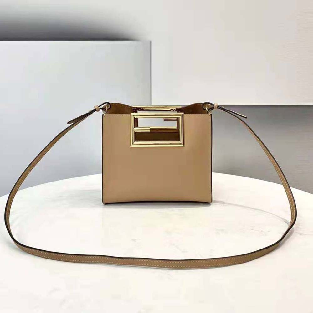 Fendi Women Way Small Made of Camellia-Colored Leather Bag-Brown