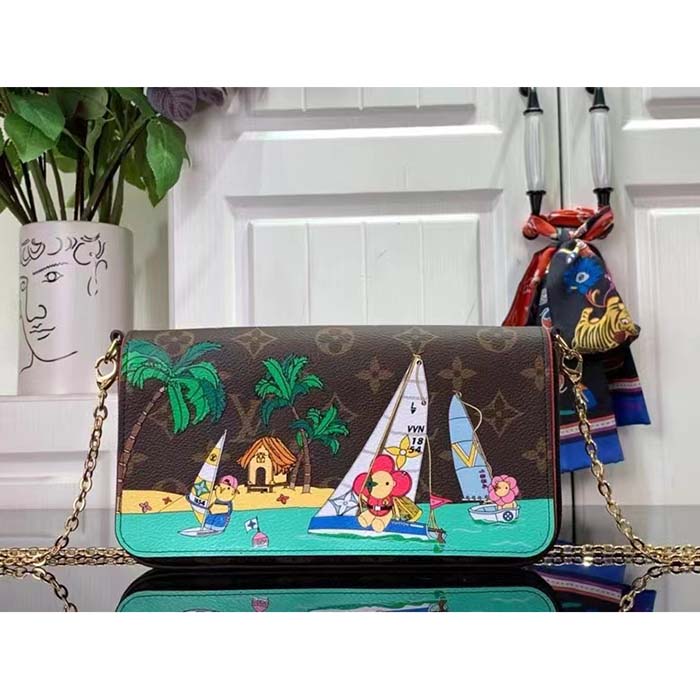 Louis Vuitton LV Women Félicie Pochette Dragon Fruit Pink Monogram Coated Canvas