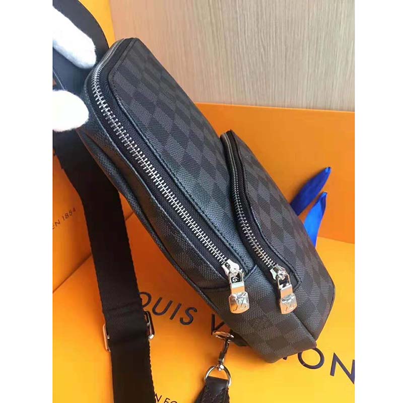Louis Vuitton LV Men Avenue Sling Bag in Coated Damier Graphique Canvas-Grey
