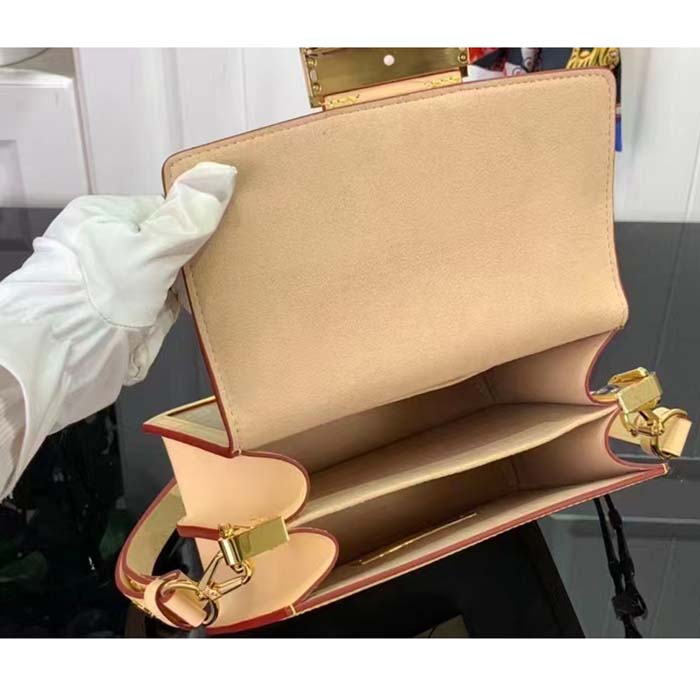 Louis Vuitton LV Women Mini Dauphine Handbag Beige Monoglam Coated Canvas