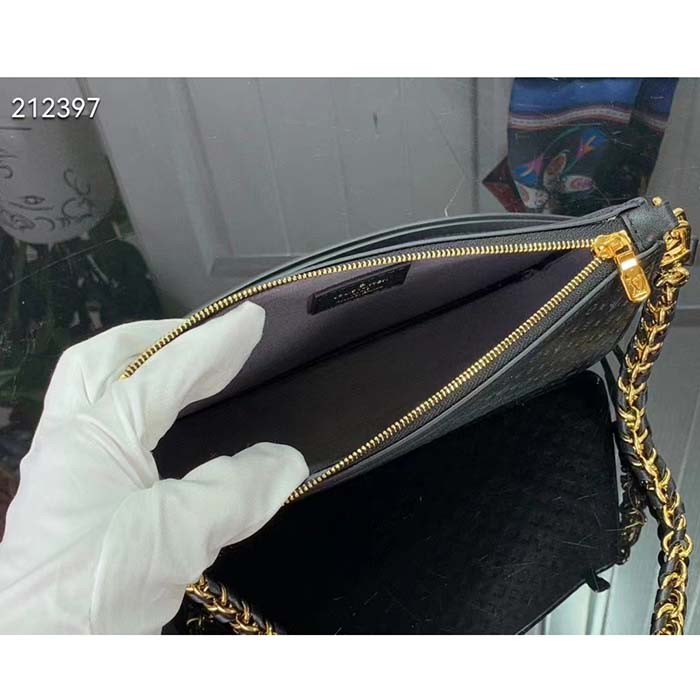 Louis Vuitton LV Women Lexington Pouch Black Monogram-Embossed Calf Leather