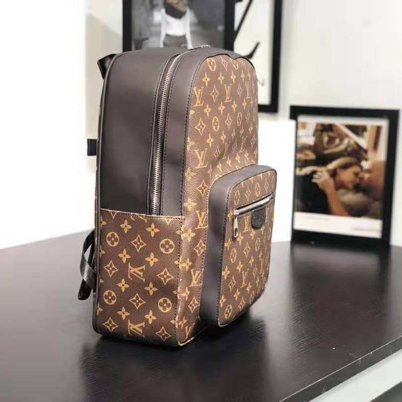 Louis Vuitton LV Men Josh Backpack in Monogram Macassar-Brown