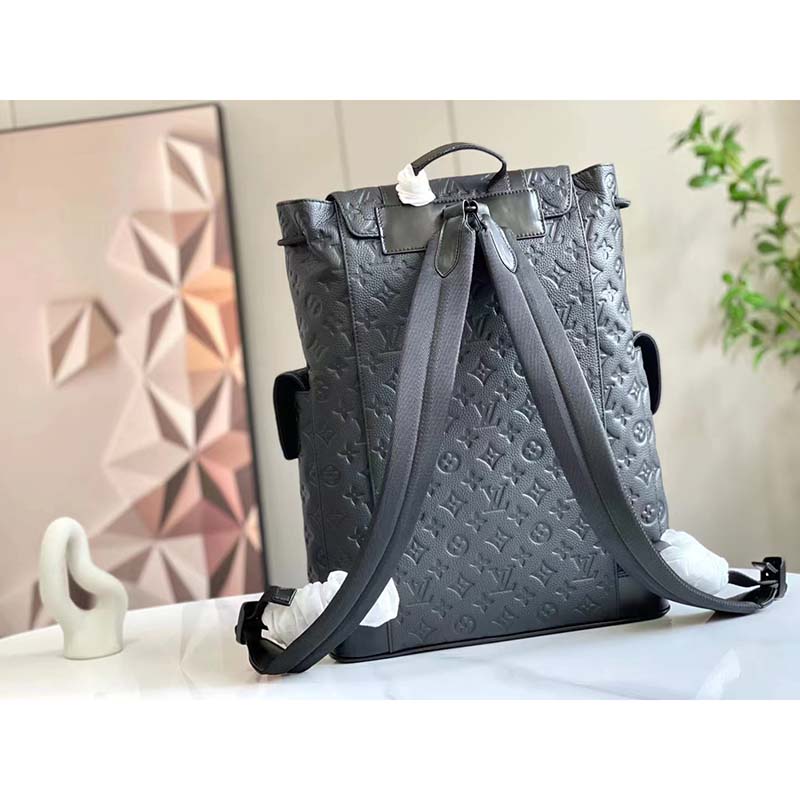 Louis Vuitton LV Unisex Christopher MM Backpack Black Taurillon Cowhide Leather