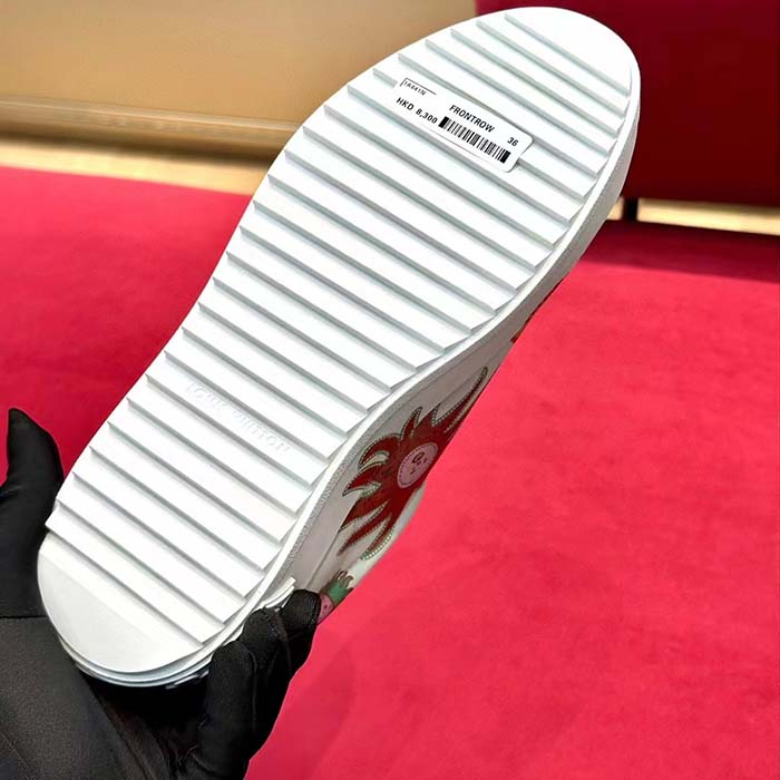 Louis Vuitton Women LV Time Out Sneaker White Printed Calf Leather Monogram Flowers