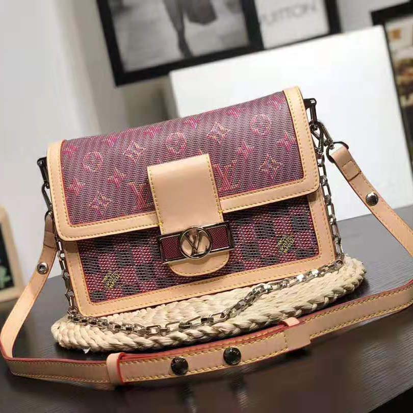 Louis Vuitton LV Women Dauphine MM Handbag in Monogram Canvas-Pink