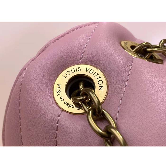 Louis Vuitton LV Women New Wave Chain Bag MM Handbag Pink Smooth Cowhide