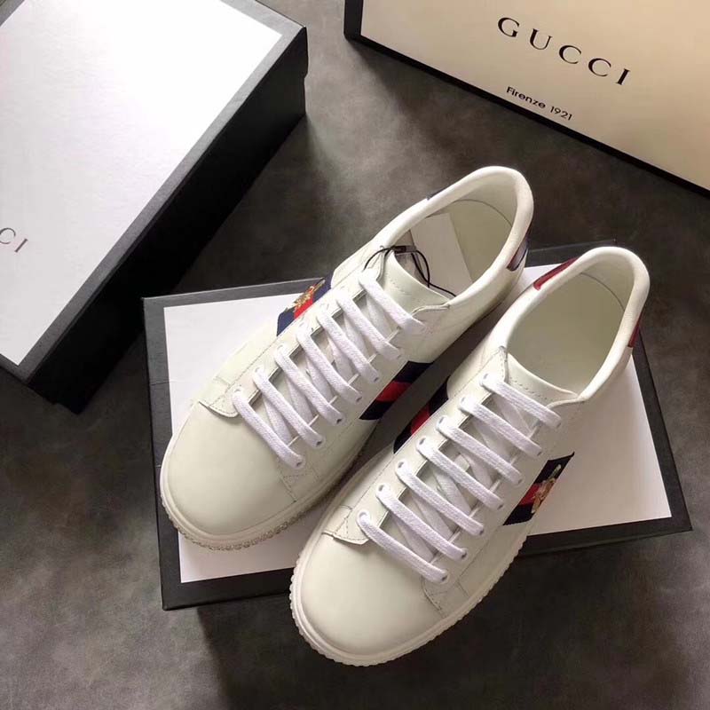 Gucci Women Ace Sneaker with Crystals White