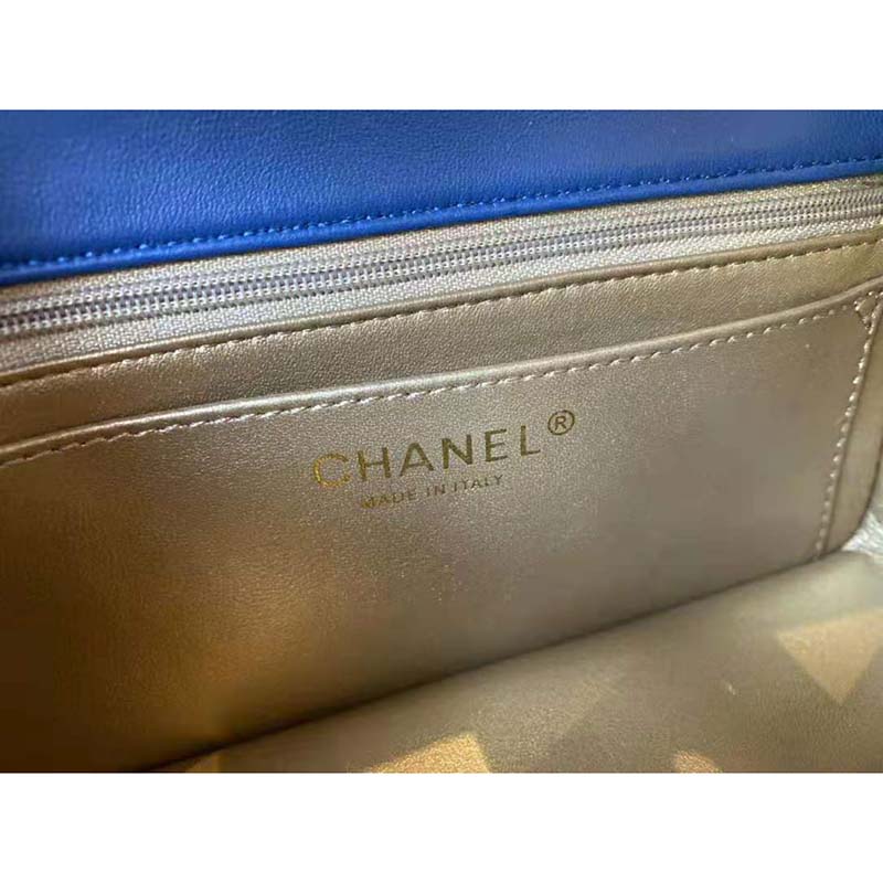 Chanel Women Mini Flap Bag Lambskin & Gold-Tone Metal Blue