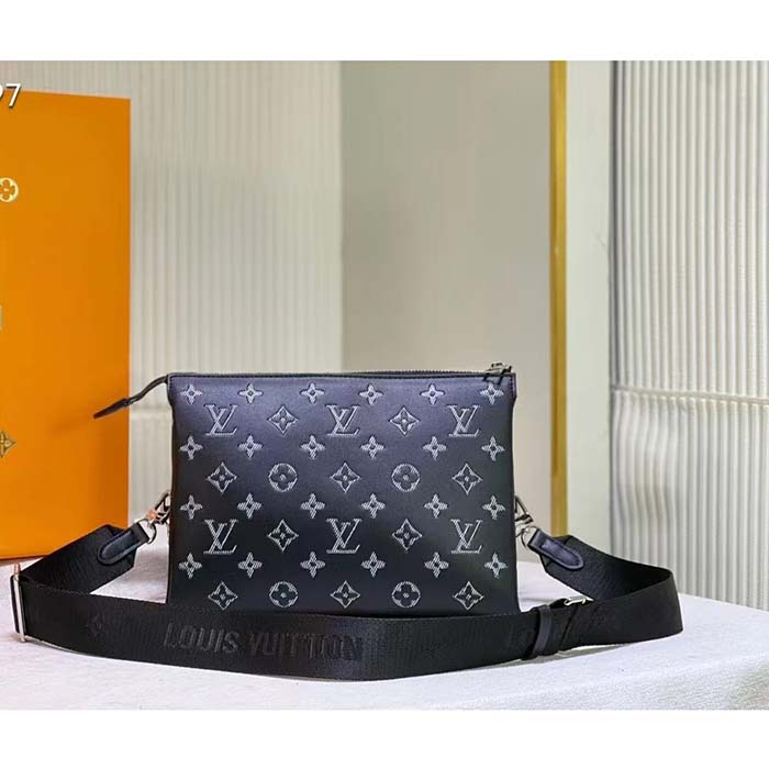 Louis Vuitton LV Women Coussin MM Handbag Black Gray Lambskin