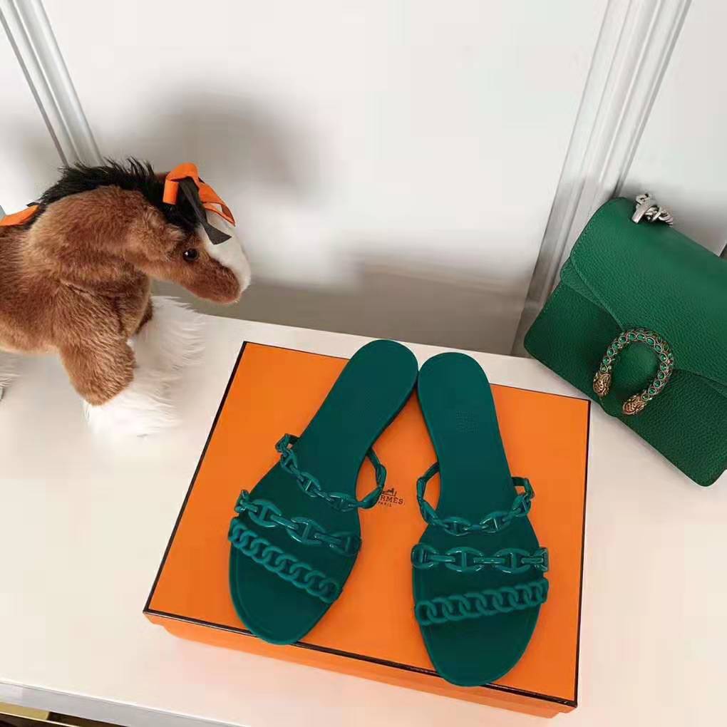 Hermes Women Rivage Sandal Summe TPU Sole-Green